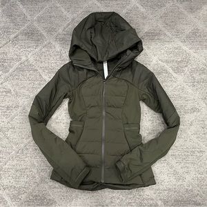 LULULEMON Down For It All Jacket Olive Green Size 0